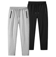 Pantalon de survêtement décontracté d'été en coton grande taille pour hommes, respirant, taille moyenne, motif droit, design tricoté long et fin