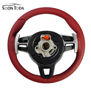 Volant sport SOON TODA en cuir rouge <span class=keywords><strong>Bordeaux</strong></span> PU/PVC modifié pour Porsche PANAMERA 911 718 992 ZC-BSJ-P8 - Product Image 2
