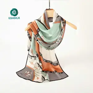 2024 design coréen luxe 100% foulard en soie élégant doux carré été foulards pour femmes hijab bandana