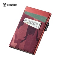 TILONSTAR TVC319 Best Sellers Portefeuille minimaliste pour homme avec blocage RFID, en aluminium, à glissière latérale, avec porte-cartes pop-up
