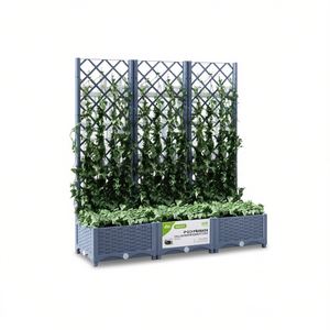 Grand bac à plantes en polypropylène bleu gris, design moderne pour usage extérieur - Product Image 1