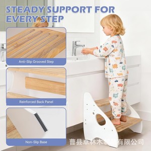 Cross-border children's washbasin <b>stool</b> countertop riser shelf study <b>stool</b> with armrests <b>bathroom</b> step <b>stool</b> solid wood study - Product Image 4