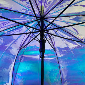 <span class=keywords><strong>Parapluie</strong></span> droit moderne semi-automatique spécial Ocean Fine, <span class=keywords><strong>transparent</strong></span>, changeant de couleur, irisé, holographique, en plastique POE - Product Image 3