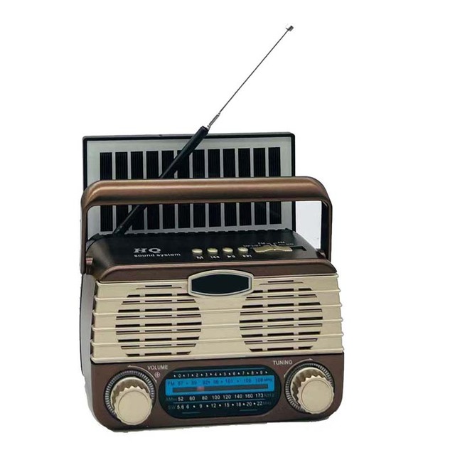 MLK-8568 Classic Vintage Design Radio solar panel usb rechargeable am fm Radio antenna