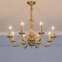 Lustre suspendu vintage en laiton doré, LED, à économie d'énergie, dimmable, style européen simple, pour salon, chambre, escalier