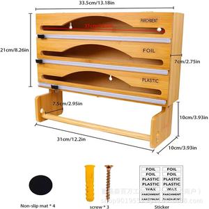 Wooden Foil Plastic Wrap Storage Box <b>Wall</b> <b>Mounted</b> With Built In <b>Shelf</b> For Kitchen Use - Product Image 5