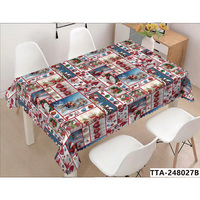 Nappe de table rectangulaire en plastique imprimée pour Noël, écologique et durable, idéale pour les fêtes de Noël, les dîners en famille, les banquets de fin d'année, en intérieur