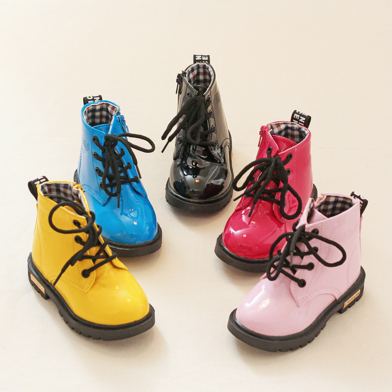Kids boots fashion plus cashmere rainboots waterproof fur winter kids snow martin boots for girls and boys