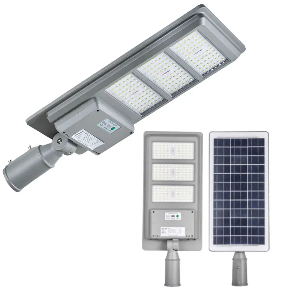 Hepsi bir 200W 300W 400W yüksek lümen açık hava sensörü hareket LED su geçirmez IP65 güneş enerjili lamba güneş enerjisi sokak lambası