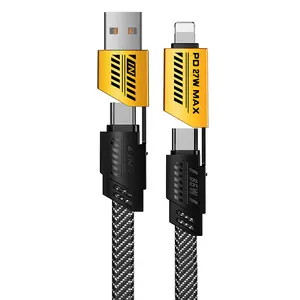 新到货机甲4合1 USB C数据线超快速充电器usb电缆线65w PD尼龙编织c 6A型电缆