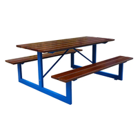Table de pique-nique commerciale extérieure en bois de 4FT 6FT avec banc à l'extérieur Table et chaise de camping de jardin pour restaurant