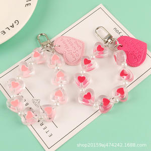 Bracelet créatif Porte-clés Pendentif Lettre Cuir Transparent Coeur Personnalisé Sac Accessoires - Product Image 2