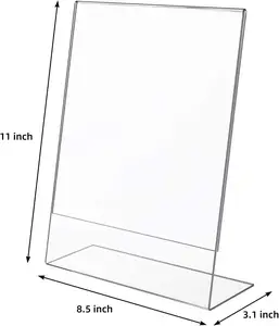 Acrylic Sign Holder 8.5 x 11 Inches, Slant Back Clear Table Top Display Stand Display Stand, Acrylic Frame for Store, Homes