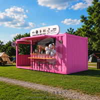 Conteneur mobile de 20 pieds pour café, kiosque portable extérieur avec comptoir de bar pour la vente de nourriture de rue et les événements