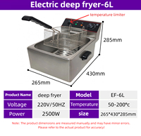 Friteuse électrique commerciale 6L 2500W 50-200 ℃   Température réglable avec protection contre la surchauffe pour chariot de restauration rapide
