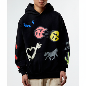 Tendencia Streetwear estilo alta calidad moda hombres sudaderas Puff impreso 100% algodón sudaderas con capucha - Product Image 1