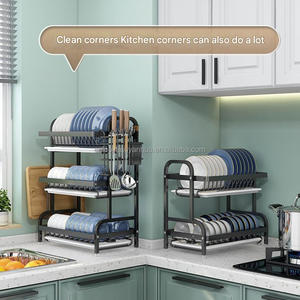 Encimera de cocina, estante de secado de platos de <span class=keywords><strong>2</strong></span> capas, palillos, vajilla, cuchillo, soporte para utensilios, estante de almacenamiento de cocina - Product Image 6