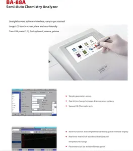 Analisador de química barato mindreno BA-88A, instrumento de análise clínica com tela sensível ao toque