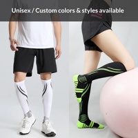 Chaussettes de compression sportives à pression de niveau 2 pour mollets, antidérapantes, tricotées, avec semelle bouclée ODM, pour la course et le cyclisme, tube long