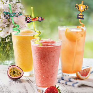 Paille de fête LAIMAI en PETG réutilisable de qualité alimentaire, motif de dessin animé tendance, design en spirale de voiture de course, pour les anniversaires, les célébrations, les jeux, les cadeaux - Product Image 4