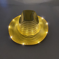 Chapeau de cow-boy à paillettes LED personnalisé en gros pour Halloween avec paillettes pour les spectacles de fête Chapeau de cow-boy cowgirl