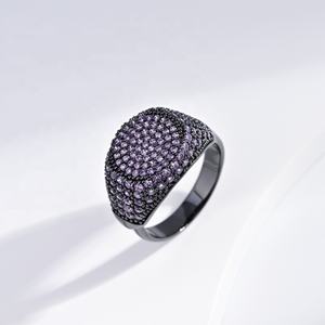 Anillo de plata de ley 925 con piedra rosa gótica negra, chapado en oro de alta calidad, con diseño de flor, estilo hip hop, para chicas, con circonitas, precio de fábrica. - Product Image 2