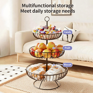 Panier à fruits en fil métallique à 3 niveaux personnalisable, panier de rangement pour fruits et légumes pour comptoir de cuisine, organisateur détachable pour pain et en-cas - Product Image 5