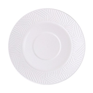 จานแบนลายยุโรปแบบนูน  จานกลมตื้น  ทำจากพอร์ซเลน  ใช้กับเครื่องล้างจานได้  เหมาะสำหรับงานเลี้ยง  จานสเต็ก  จานกาแฟ  ภาชนะบนโต๊ะอาหาร - Product Image 5