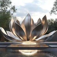 Sculpture abstraite en métal sur mesure, art moderne de jardin, sculpture en acier inoxydable poli