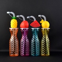 Bouteille isotherme en plastique de 500 ml pour enfants, motif animal de dessin animé, avec paille, idéale pour la rentrée scolaire