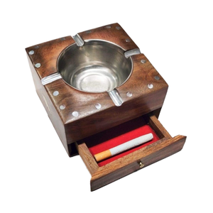 Cenicero pulido de mesa de madera maciza de promoción personalizado al por mayor creativo Retro cuadrado cuatro ranuras decoración del hogar - Product Image 1