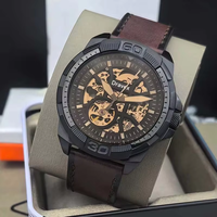 Montres mécaniques automatiques squelette de haute qualité pour hommes, cadran sport ajouré, étanches, bracelet en cuir FS, Montre Homme