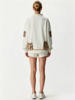 Sweat-shirt à col montant pour femme, longueur allongée, logo brodé personnalisé, léger, pull décontracté pour tous les jours