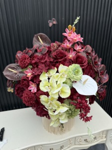Artificial Burgundy Plastic Modern Wedding <strong>Flower</strong> Centerpiece <strong>Arrangements</strong> High Quality Runner Valentine's Day <strong>Table</strong> Decoration - Product Image 2