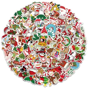 100pcs No Repetition Cartoon Vinyl Waterproof Holiday Party Merry Christmas Sticker for Gift