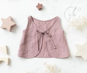 Tenues décontractées pour filles en bas âge, été, 100% coton, mignonnes, avec un nœud au dos, ensemble de chemisier et de jupe en mousseline respirante - Product Image 6