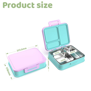 Aohea Leakproof 304 Stainless Steel Camping <b>Lunch</b> <b>Box</b> Portable 3 Compartment Outdoor Bento <b>Box</b> for Hiking Picnic - Product Image 3