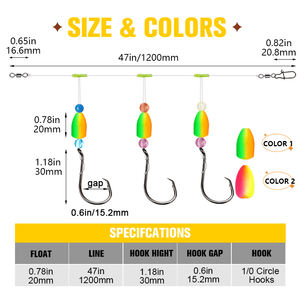 Önceden Hazırlanmış Pompano Olta Takımları, Sörf Balıkçılığı için Tuzlu Su Malzemeleri, Toptan Satış İçin Üçlü Kancalı - Product Image 2