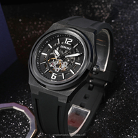 BOMAXE montre squelette mécanique automatique pour hommes vente chaude bracelet en silicone Logo personnalisé affichage du cadran analogique 5mm épaisseur du boîtier