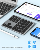 MoKo Multi Devices 34 Touches Clavier Numérique Sans Fil USB-C Rechargeable BT 5.0 Clavier Numérique pour Tablette Ordinateur Portable Téléphone