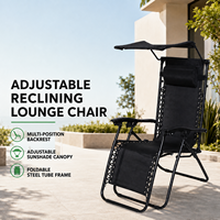 Chaise de camping pliable portable zéro gravité, chaise longue inclinable réglable avec auvent pare-soleil, structure en tube de fer, tissu Oxford