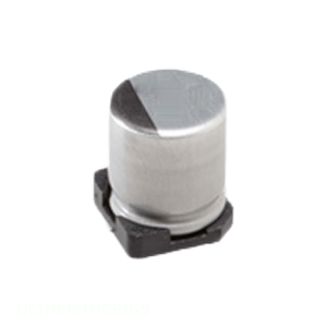 Condensador de Aluminio Original CAP ALUM 150UF 20% 25V SMD UCH1E151MCS1GS de Montaje Superficial 150 uF - Product Image 1