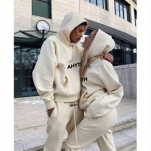 Conjunto Deportivo de Dos Piezas <span class=keywords><strong>MGOO</strong></span> con Logotipo Personalizado, Sudadera de Felpa, Estilo Boyfriend, Ropa Deportiva para Gimnasio, Sudadera con Capucha para Novia, Conjunto Jogger - Product Image 1