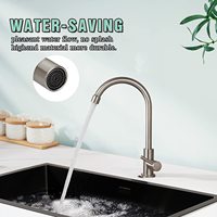 Robinet d'eau froide pour cuisine, uniquement en nickel brossé, acier inoxydable 304, poignée unique, trou unique, robinet d'évier à arc haut, eau froide