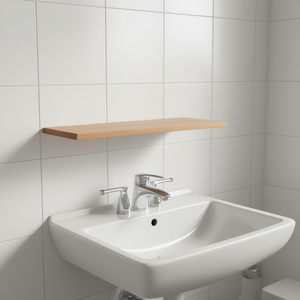 Encimera de Baño de Madera Maciza de 55.1x23.6x0.8-1.6 Pulgadas, Rectangular, Tratada, Minimalista, de un Solo Nivel, para Montar en la Pared - Product Image 2