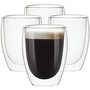 Factory supply 250/350/450ml heat resistant borosilicate glass double glass coffee cup