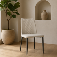 Chaise de salle à manger en acier carbone couleur bronze avec revêtement en similicuir et dossier matelassé pour mobilier de restaurant