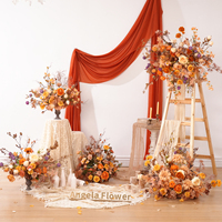 A8959 Automne Automne Orange Accrocher Arrangement De Fleurs Arche De Fond De Mariage Table De Réception Centre De Table Boule Décor Allée Plancher Floral