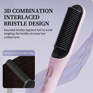 Brosse lissante pour cheveux, ions négatifs, 2 en 1, peigne chauffant <span class=keywords><strong>anti</strong></span>-frisottis, outil de lissage et de bouclage pour salon et usage domestique - Product Image 4