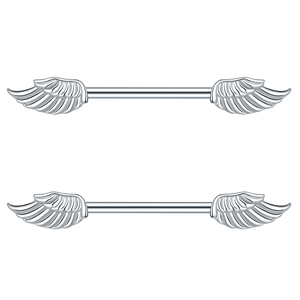 Anillo de pezón de acero inoxidable 316L, barra de alas de Ángel, joyería para el cuerpo, 14G, anillos para el <span class=keywords><strong>pecho</strong></span> del pezón, joyería <span class=keywords><strong>Piercing</strong></span> para regalos - Product Image 1